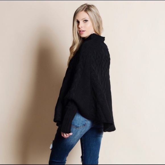 Black Poncho Sweater - Picture 3 of 6